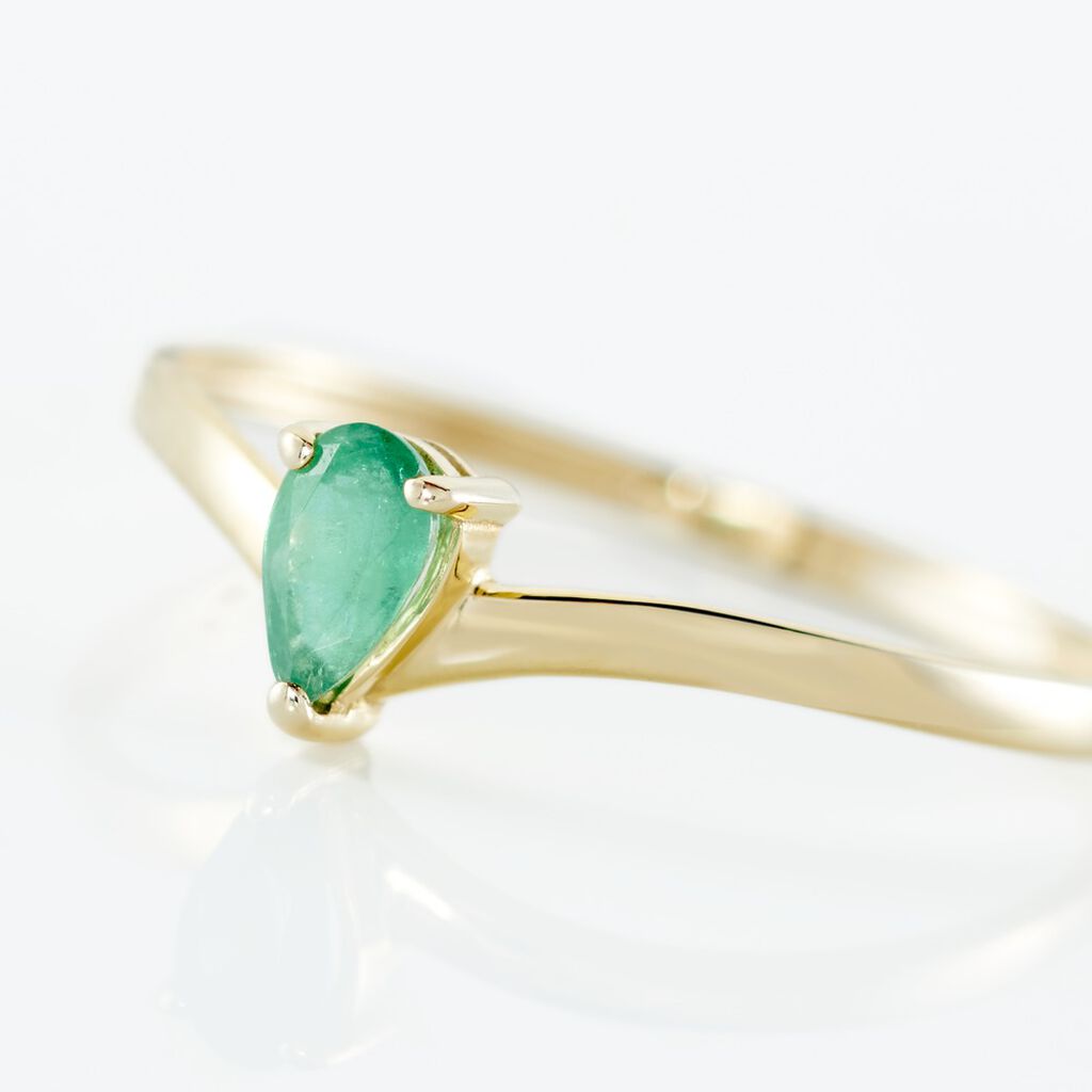 Bague Solitaire Goutte Or Jaune Emeraude - Bagues solitaires Femme | Histoire d’Or