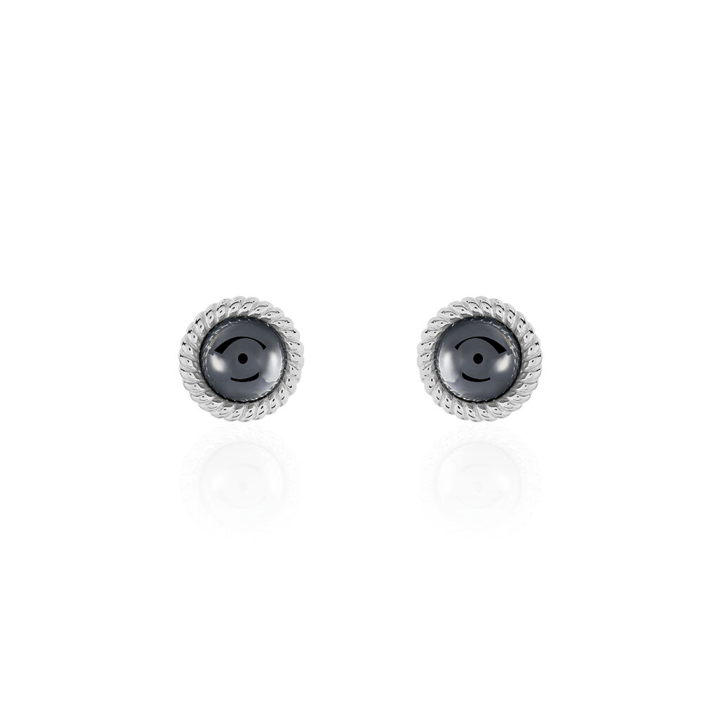 Boucles D'oreilles Puces Adelyne Argent Blanc C&eacute;ramique - Boucles d'oreilles fantaisie Femme | Histoire d&rsquo;Or