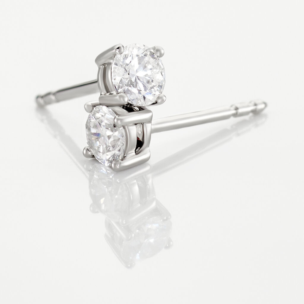 Boucles D'oreilles Puces Victoria Platine Blanc Diamant - Clous d'oreilles Famille | Histoire d’Or