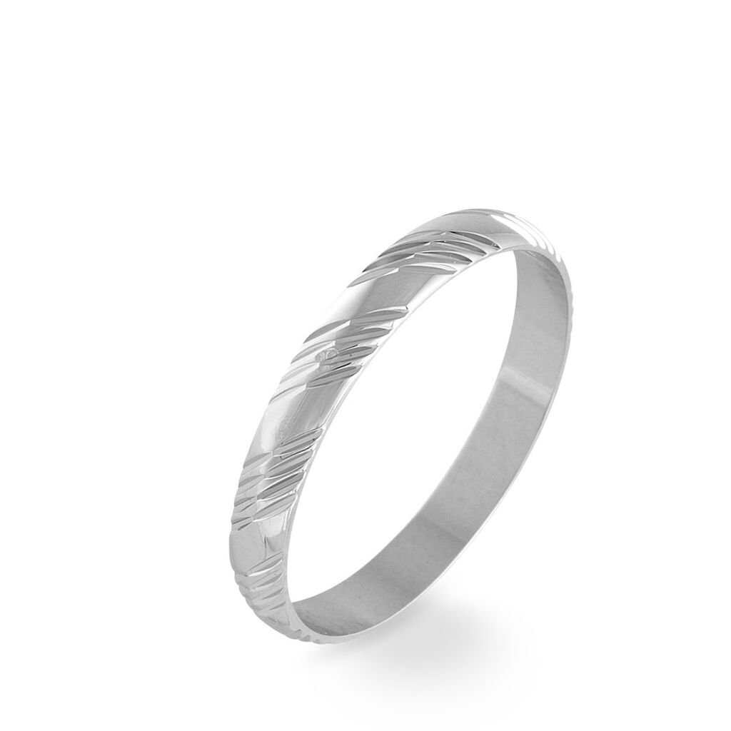 Alliance Hercule Striee Demi Jonc Classique Or Blanc - Alliances Famille | Histoire d’Or