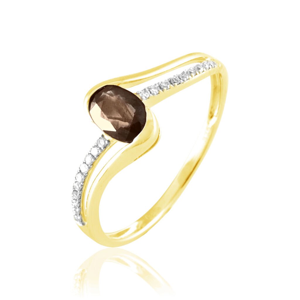 Bague Anja Or Jaune Quartz Et Diamant - Bagues solitaires Femme | Histoire d&rsquo;Or