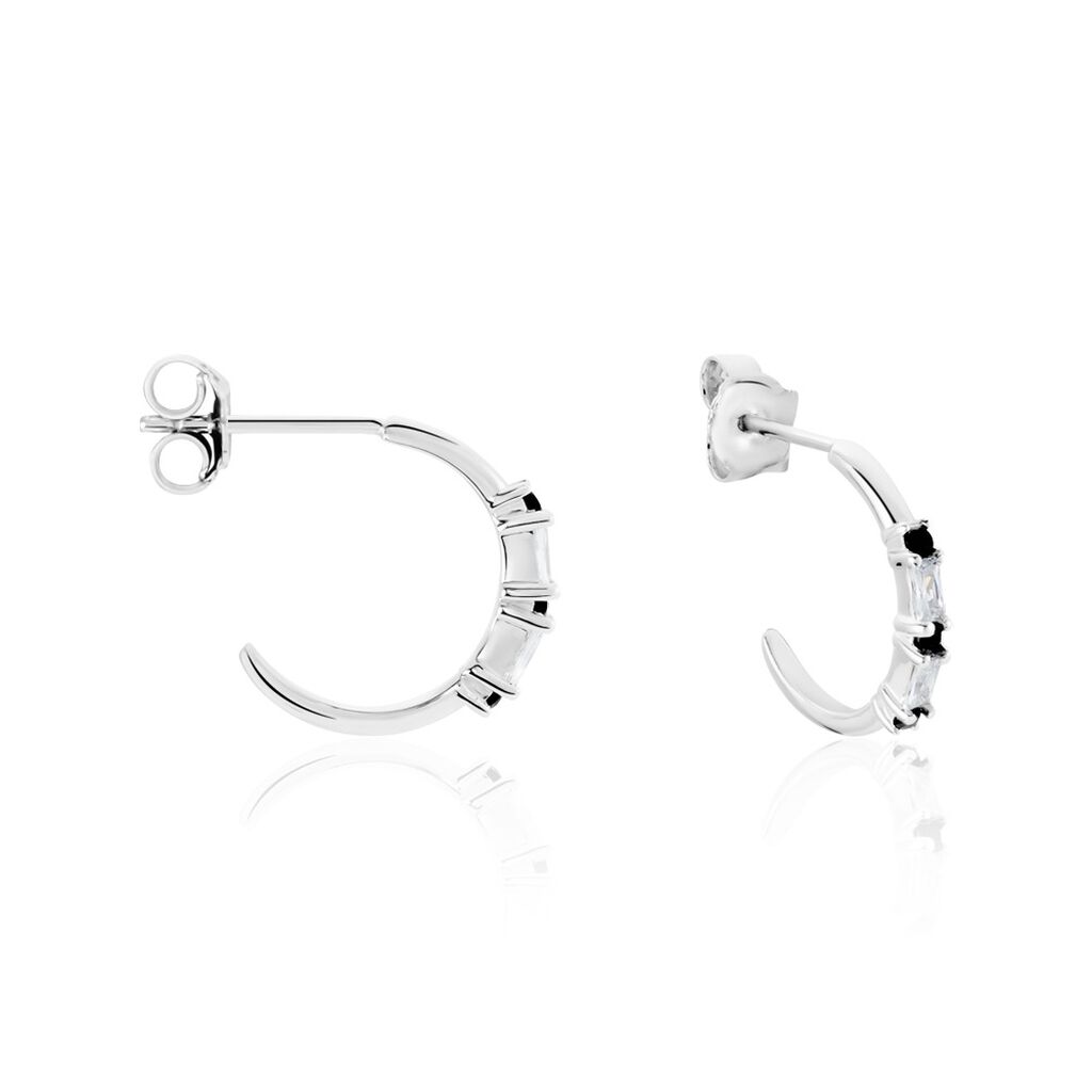 Cr&eacute;oles Adriana Argent Blanc Oxyde De Zirconium - Boucles d'oreilles cr&eacute;oles Femme | Histoire d&rsquo;Or