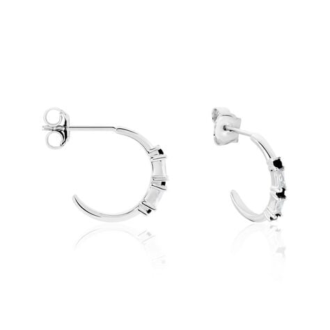 Cr&eacute;oles Adriana Argent Blanc Oxyde De Zirconium - Boucles d'oreilles cr&eacute;oles Femme | Histoire d&rsquo;Or