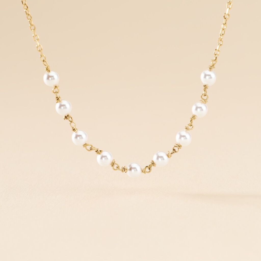 Collier Plaqué Or Jaune Aglaya Perles D'imitation - Colliers Femme | Histoire d’Or