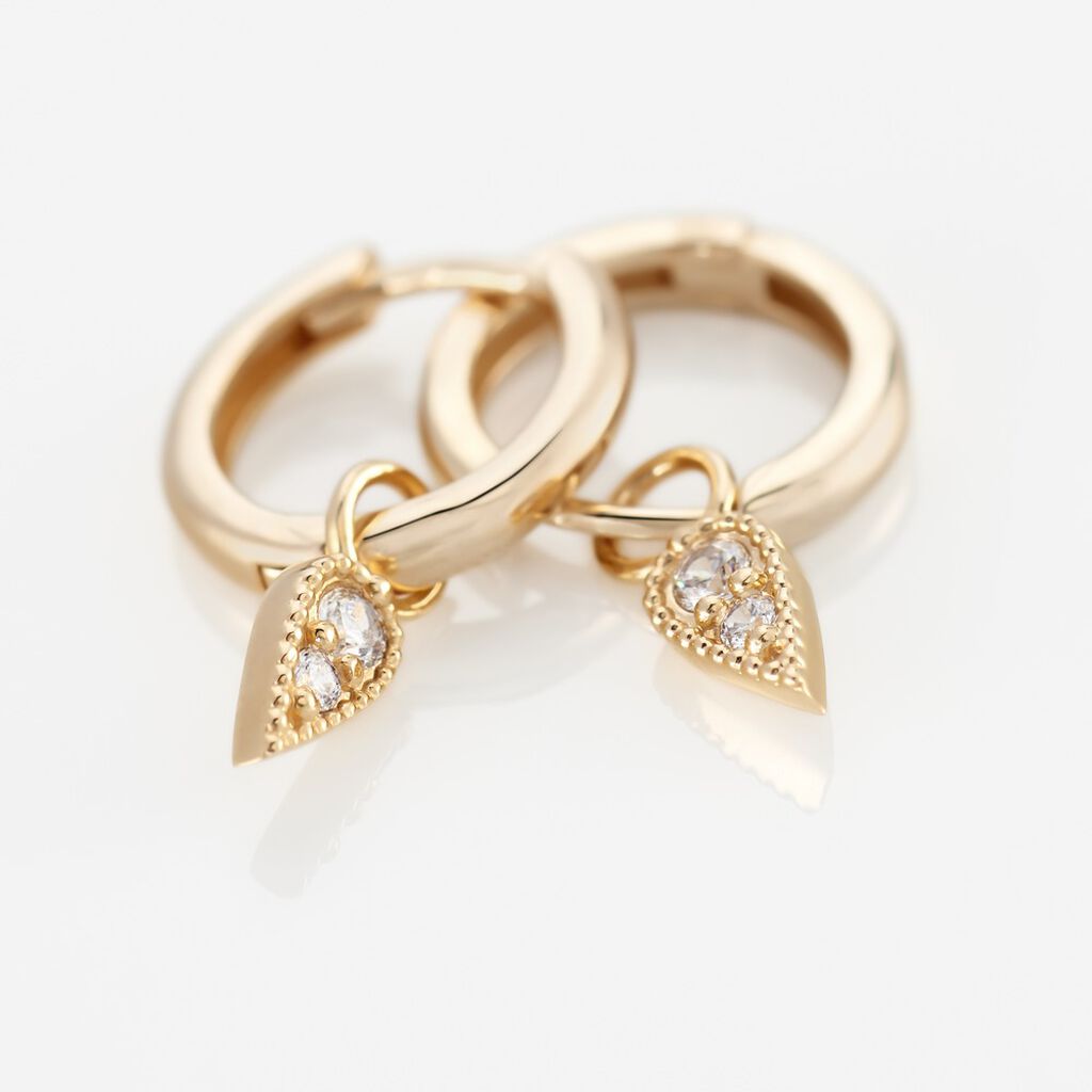 Créoles Plaqué Or Pawl Pampilles Ovales Oxydes De Zirconium - Boucles d'oreilles créoles Femme | Histoire d’Or