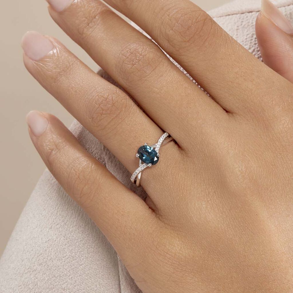 Bague Haissa Or Blanc Topaze Et Oxyde De Zirconium - Bagues solitaires Femme | Histoire d’Or