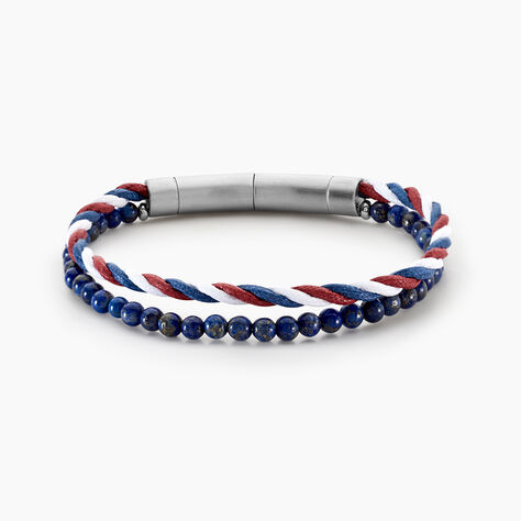 Bracelet Jourdan Renatus Acier Argenté Lapis Lazuli - Nouveautés bijoux Homme | Histoire d’Or