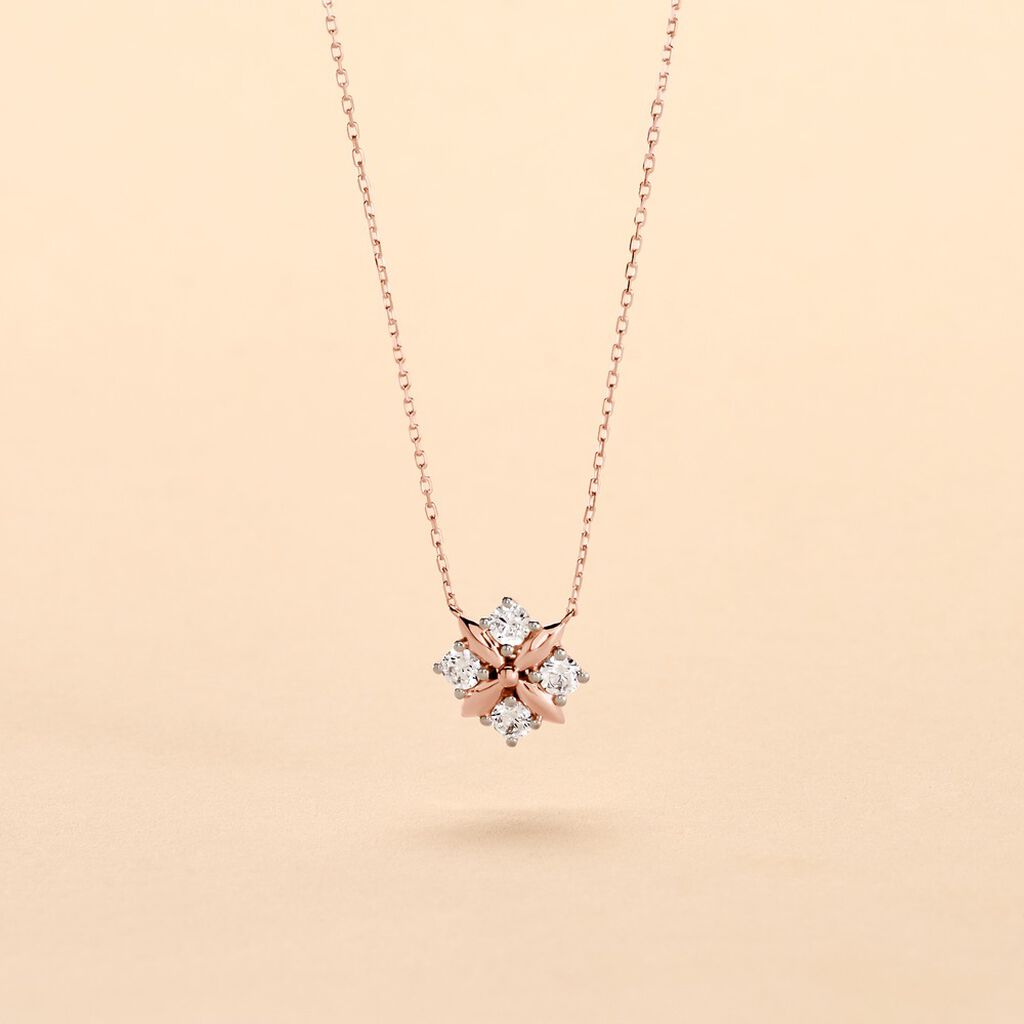 Collier Gladysse Or Rose Oxyde De Zirconium - Colliers Femme | Histoire d&rsquo;Or