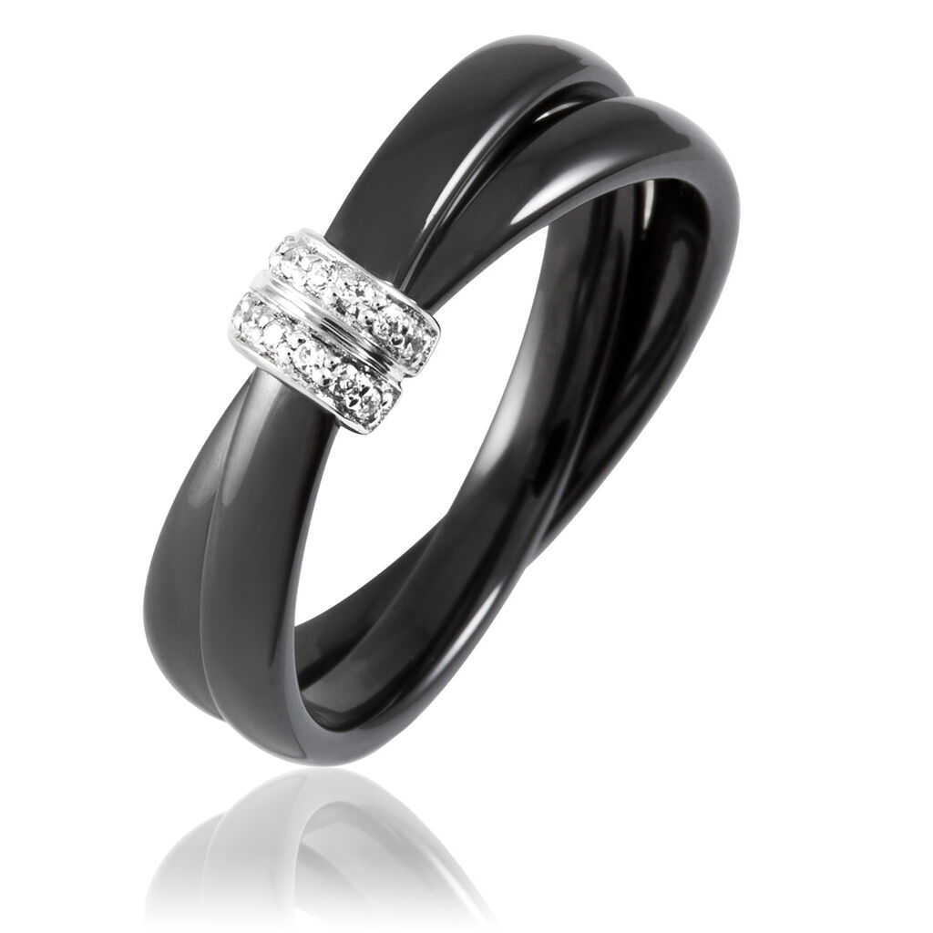 Bague Ceramik Design Argent Blanc Oxyde De Zirconium Et C&eacute;ramique - Bagues avec pierre Femme | Histoire d&rsquo;Or