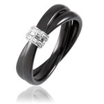 Bague Ceramik Design Argent Blanc Oxyde De Zirconium Et C&eacute;ramique - Bagues avec pierre Femme | Histoire d&rsquo;Or