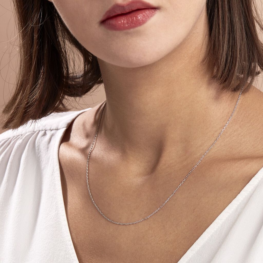 Chaîne Igoa Maille Forçat Diamantee Or Blanc - Chaines Unisex | Histoire d’Or
