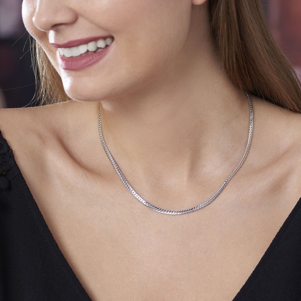 Collier Izel Maille Anglaise Or Blanc - Chaines Femme | Histoire d’Or