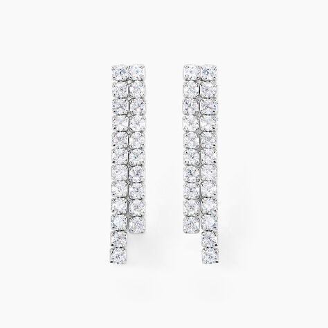 Boucles D'oreilles Pendantes Louann Argent Blanc Oxyde De Zirconium - Boucles d'oreilles fantaisie Femme | Histoire d&rsquo;Or