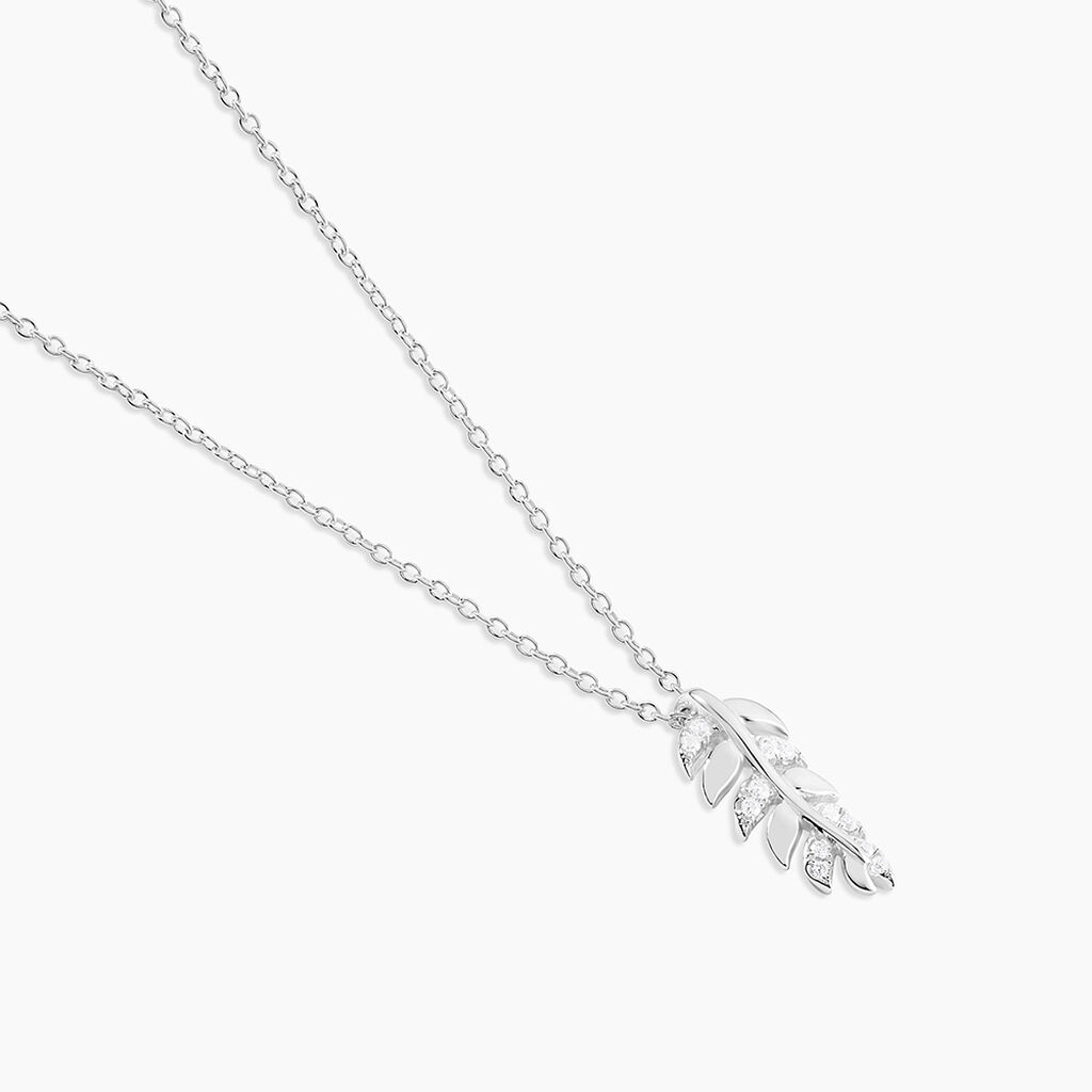 Collier Argent Jade Feuille Oxyde - Colliers fantaisie Femme | Histoire d’Or