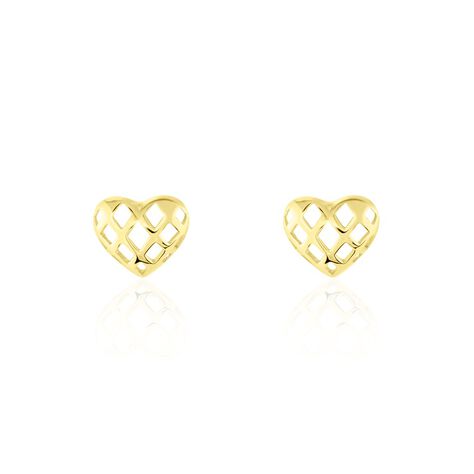 Boucles D'oreilles Puces Or Jaune Cicolluis - Boucles d'Oreilles Coeur Femme | Histoire d’Or