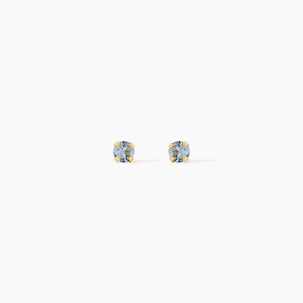 Boucles D'oreilles Puces Carin Serti Griffe 2 Or Jaune Oxyde - Clous d'oreilles Femme | Histoire d&rsquo;Or
