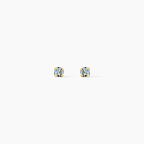 Boucles D'oreilles Puces Carin Serti Griffe 2 Or Jaune Oxyde - Clous d'oreilles Femme | Histoire d&rsquo;Or
