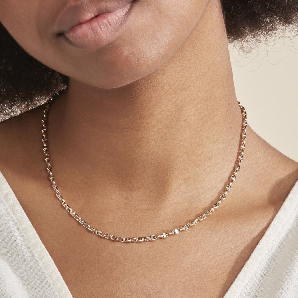 Collier Carlo Or Bicolore Maille Marine Ronde - Chaines Homme | Histoire d’Or