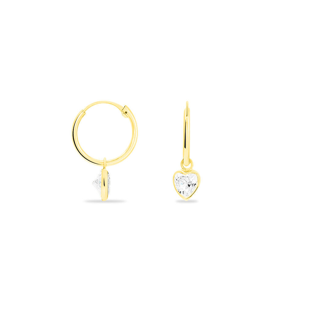 Créoles Chayma Or Jaune Oxyde De Zirconium - Boucles d'Oreilles Coeur Femme | Histoire d’Or