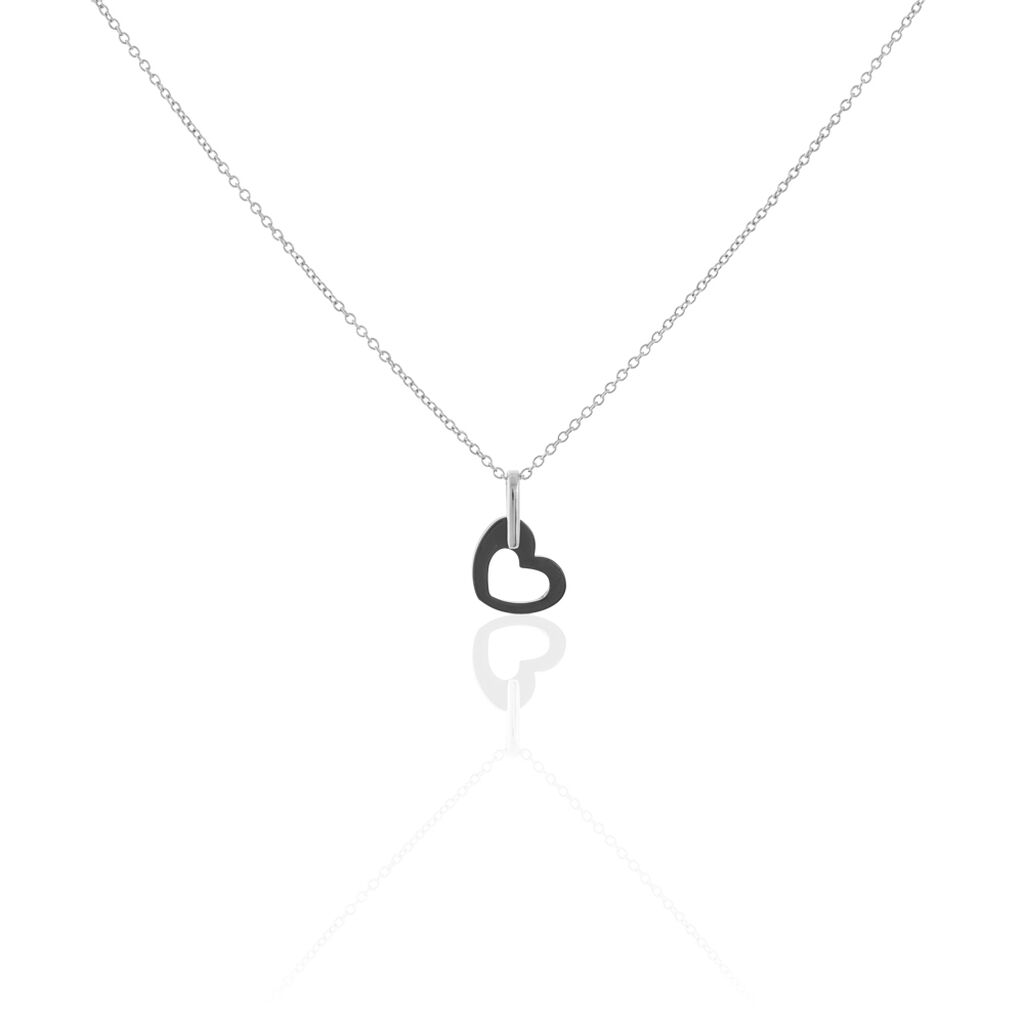 Collier Sumeyra Argent Blanc Céramique Et Oxyde De Zirconium - Colliers Coeur Femme | Histoire d’Or