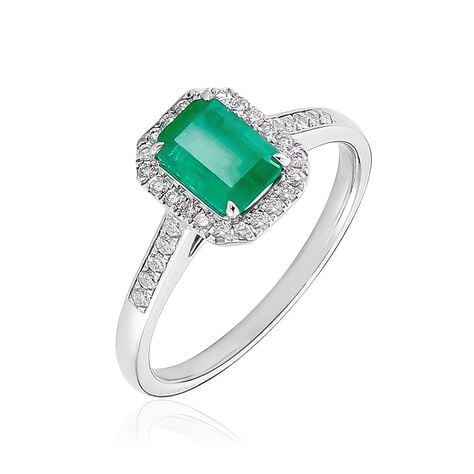 Bague Emory Or Blanc Emeraude Diamant - Bagues solitaires Femme | Histoire d&rsquo;Or