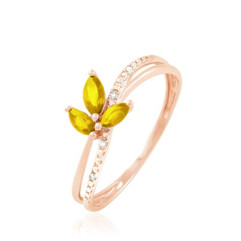 Bague Angie Or Rose Citrine Et Diamant - Bagues avec pierre Femme | Histoire d’Or
