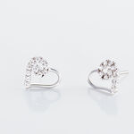 Boucles D'oreilles Puces Daria C&oelig;ur Or Blanc Oxyde De Zirconium - Clous d'oreilles Femme | Histoire d&rsquo;Or