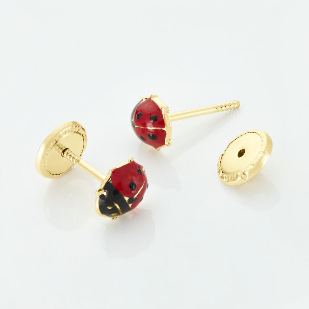 Boucles D'oreilles Puces Or Jaune Helidie Email - Clous d'oreilles Enfant | Histoire d’Or