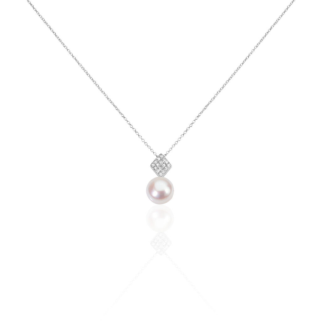 Collier Shirine Argent Blanc Perle De Culture Et Oxyde De Zirconium - Colliers fantaisie Femme | Histoire d&rsquo;Or