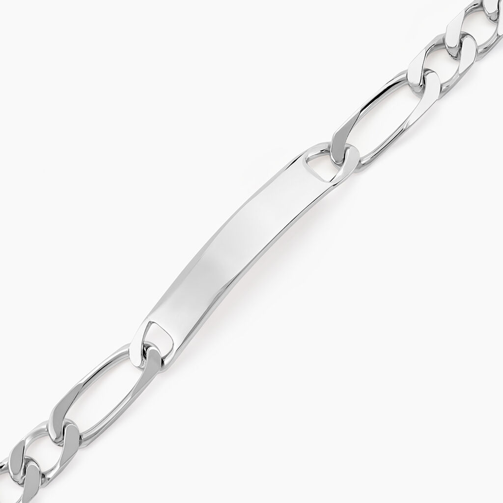 Bracelet Identit&eacute; Vila Maille Alternee 1/2 Argent Blanc - Gourmettes Homme | Histoire d&rsquo;Or
