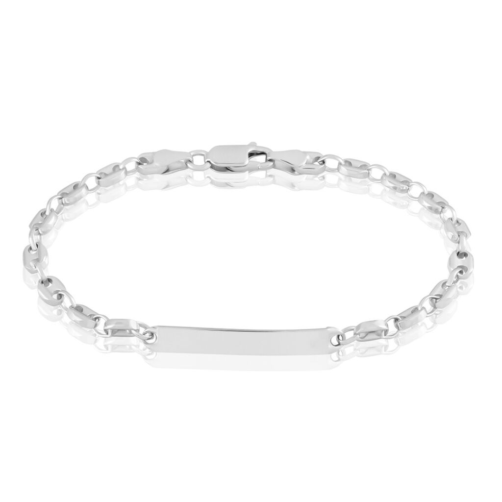 Bracelet Identit&eacute; Carrus Argent Blanc - Gourmettes Femme | Histoire d&rsquo;Or