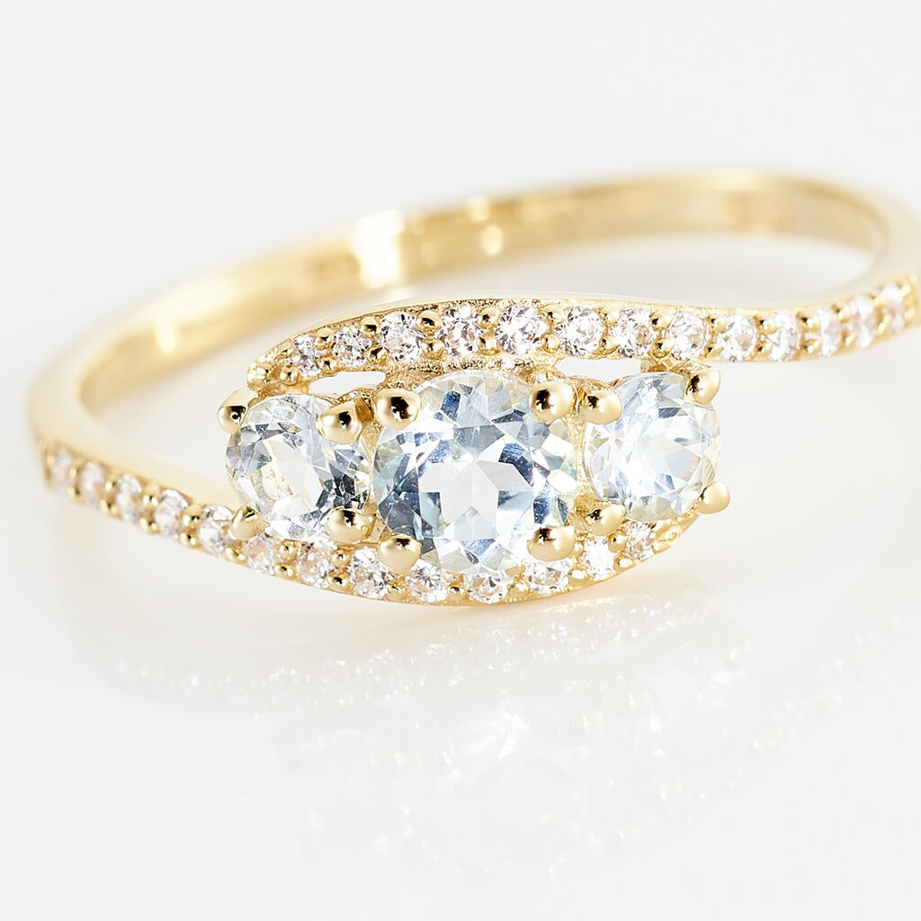 Bague Chloe Or Jaune Topaze Et Oxyde De Zirconium - Bagues solitaires Femme | Histoire d’Or