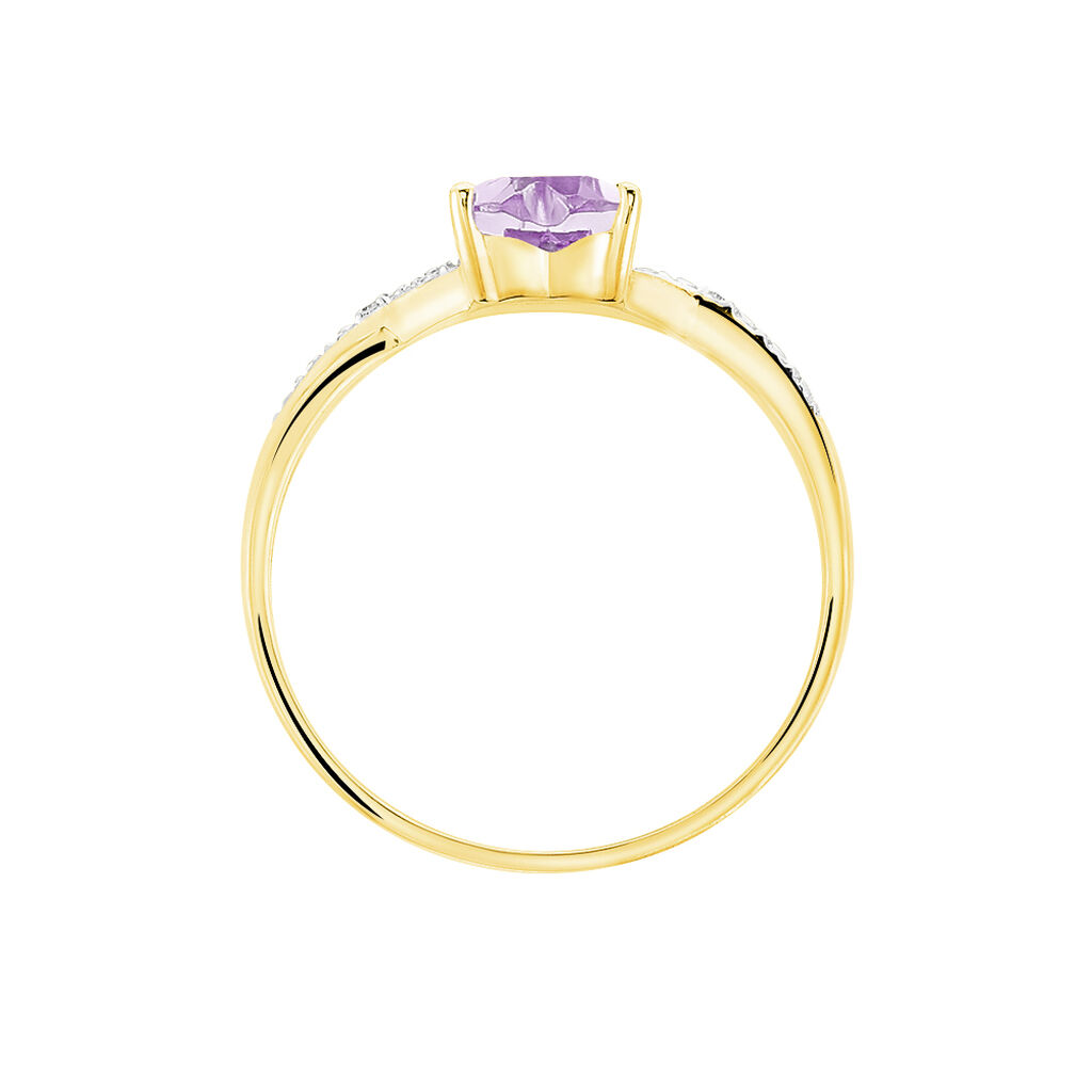Bague Clothilde Or Jaune Amethyste Et Oxyde De Zirconium - Bagues Coeur Femme | Histoire d’Or