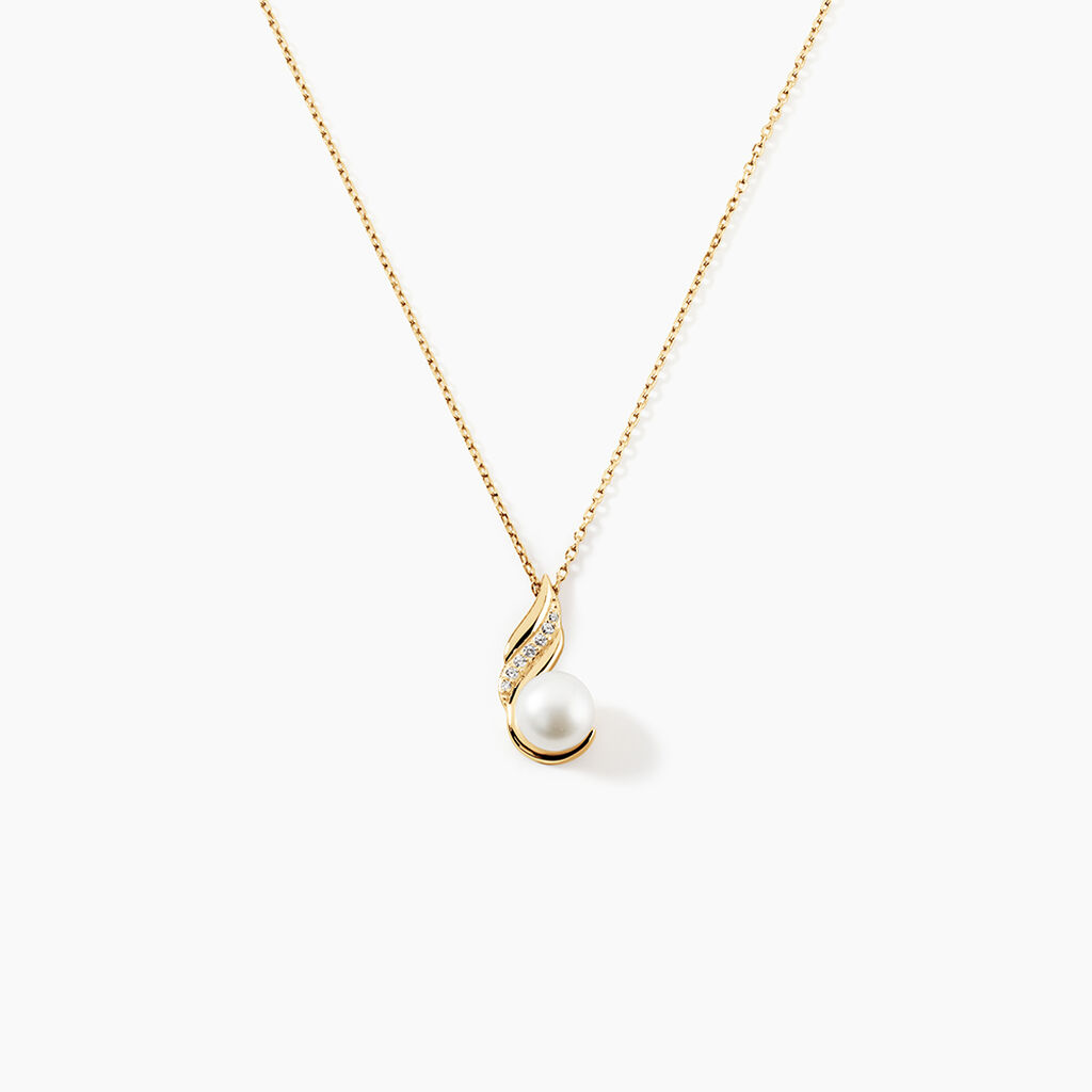 Collier Leta Or Jaune Perle De Culture Et Oxyde De Zirconium - Colliers Femme | Histoire d&rsquo;Or