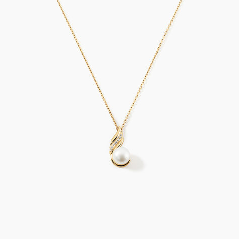 Collier Leta Or Jaune Perle De Culture Et Oxyde De Zirconium - Colliers Femme | Histoire d&rsquo;Or