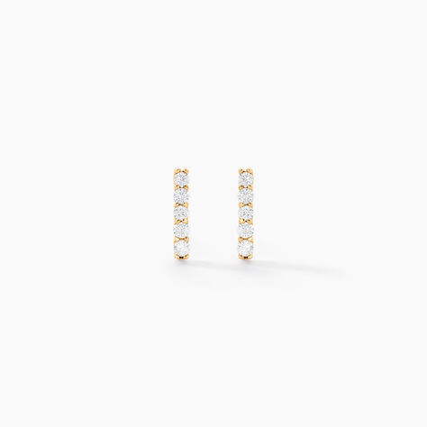 Boucles D'oreilles Puces Damion Or Jaune Oxyde De Zirconium - Clous d'oreilles Femme | Histoire d&rsquo;Or