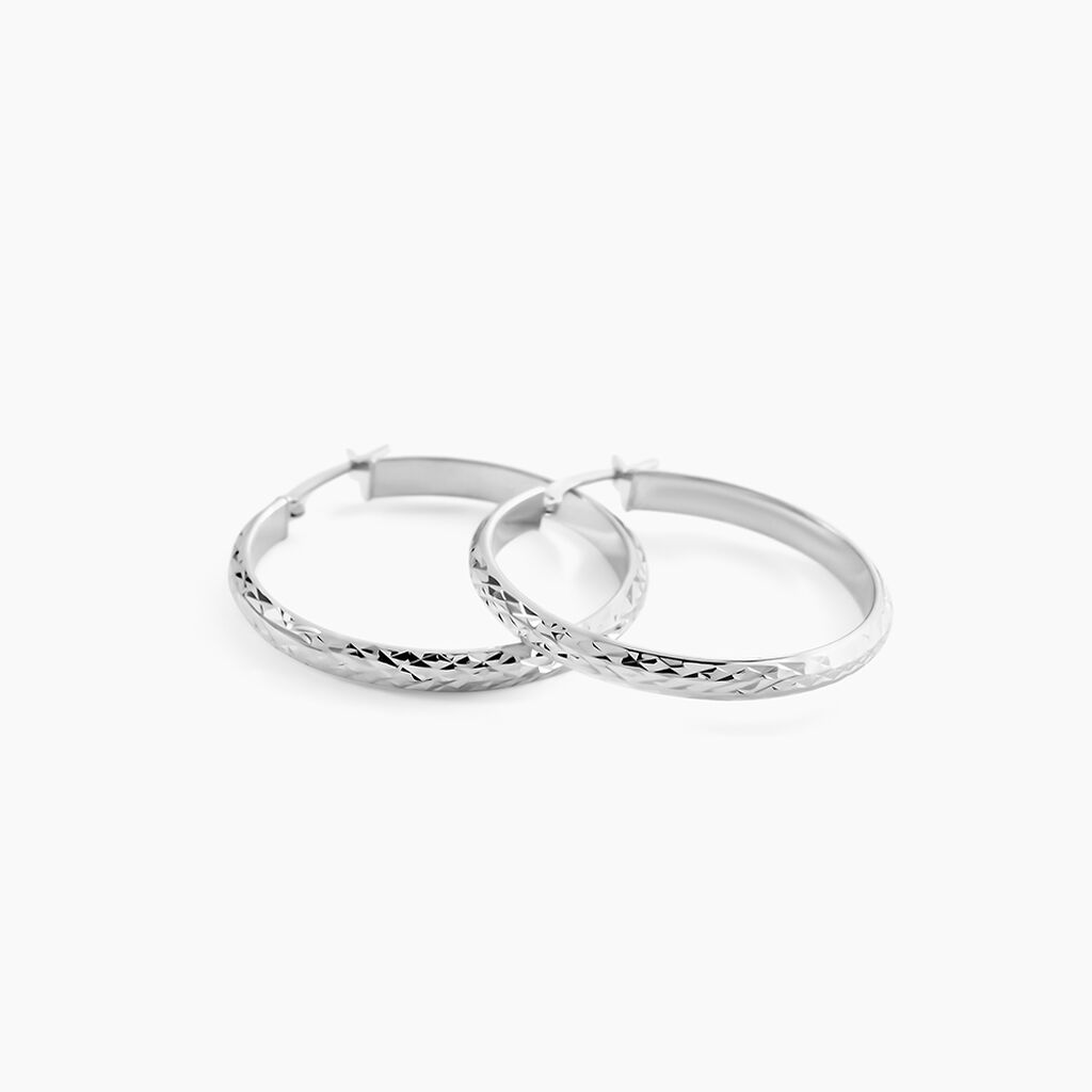 Créoles Argent Blanc Esmee - Boucles d'oreilles créoles Femme | Histoire d’Or