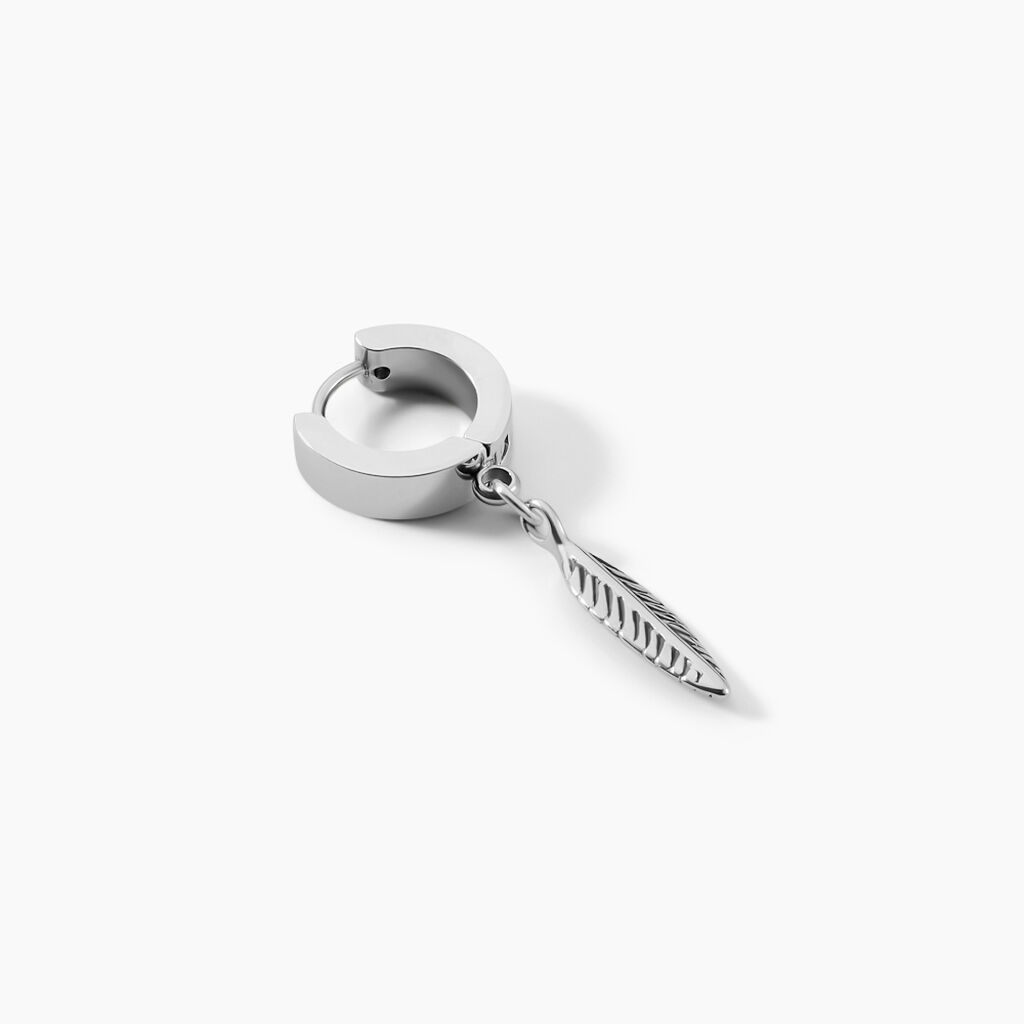 Créole Unitaire Acier Blanc Gvennig - Boucles d'oreilles créoles Homme | Histoire d’Or
