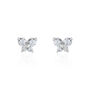 Boucles D'oreilles Puces Eleanor Fleur Or Blanc Oxyde De Zirconium