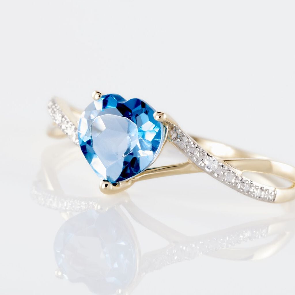 Bague Or Jaune Clothilde Topaze Oxydes De Zirconium - Solitaires accompagn&eacute;s Femme | Histoire d&rsquo;Or