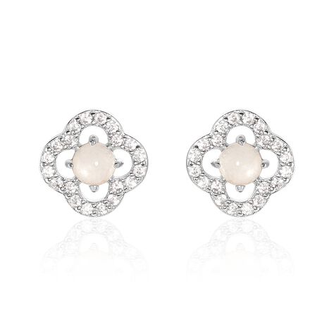 Boucles D'oreilles Puces Dally Argent Blanc Quartz Oxyde De Zirconium - Boucles d'oreilles fantaisie Femme | Histoire d’Or
