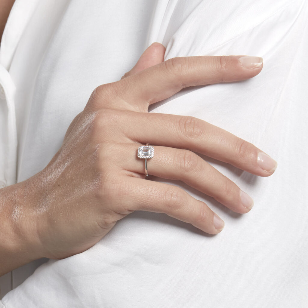 Bague Or Blanc Goulven Oxyde De Zirconium - Bagues solitaires Femme | Histoire d’Or