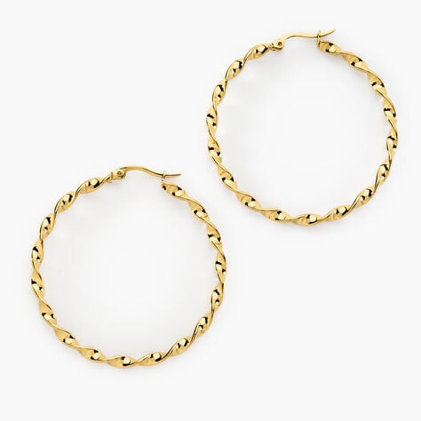 Creoles Acier Dore Antonello - Boucles d'oreilles cr&eacute;oles Femme | Histoire d&rsquo;Or