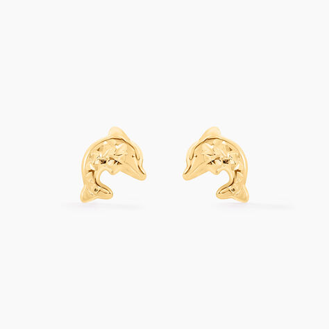 Boucles D'oreilles Puces Arisaema Dauphin Or Jaune - Clous d'oreilles Enfant | Histoire d&rsquo;Or