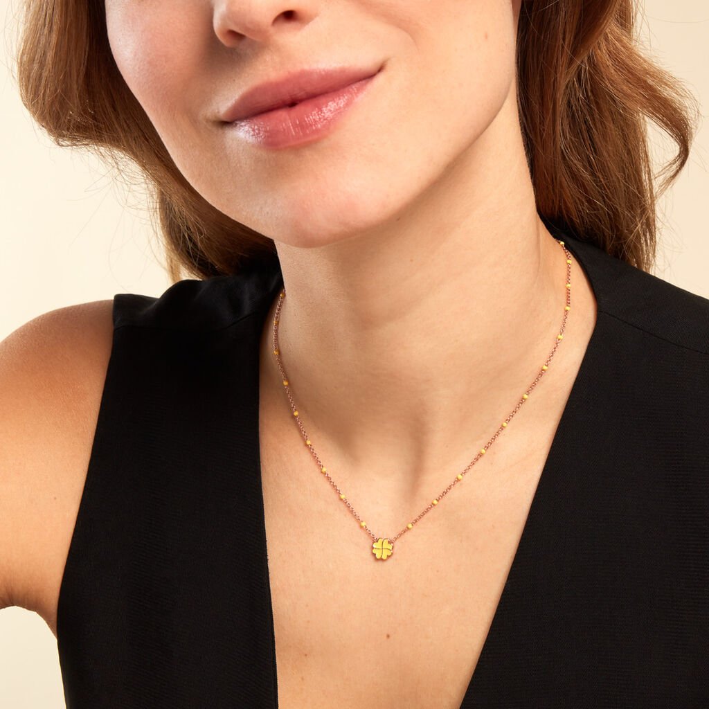 Collier Mimosa Argent Rose - Ras de cou Femme | Histoire d’Or