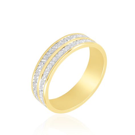 Alliance Clarisse 2 Rangs Diamantes Ruban Plat Or Bicolore - Alliances Femme | Histoire d’Or