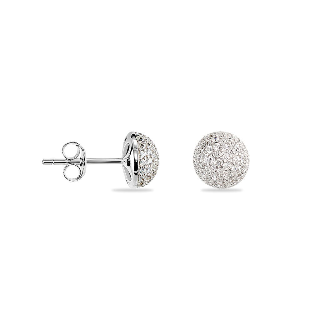 Boucles D'oreilles Puces Perta Argent Blanc Oxyde De Zirconium - Boucles d'oreilles fantaisie Femme | Histoire d’Or