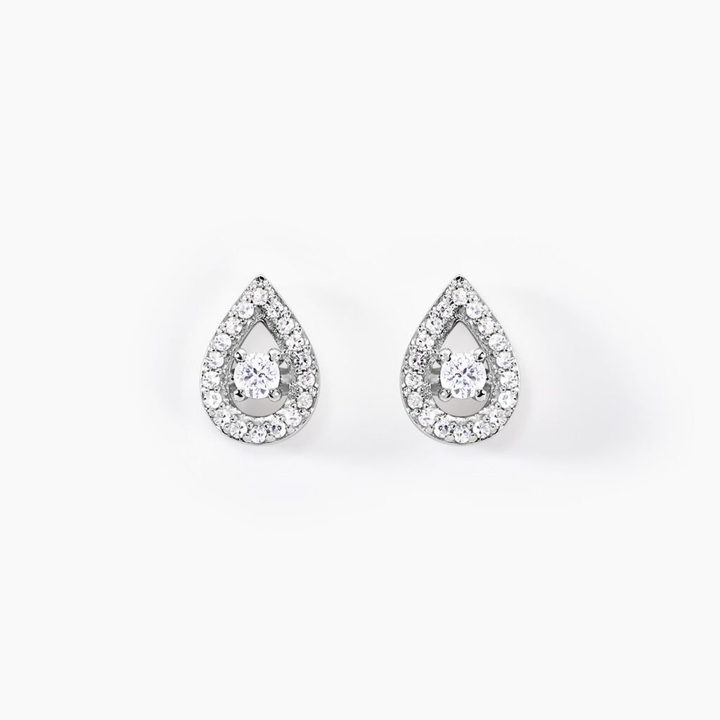 Boucles D'oreilles Puces Domitia Or Blanc Diamant - Clous d'oreilles Femme | Histoire d’Or