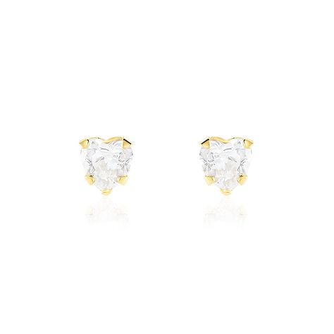 Boucles D'oreilles Puces Leidi Or Jaune Oxyde De Zirconium - Clous d'oreilles Famille | Histoire d’Or