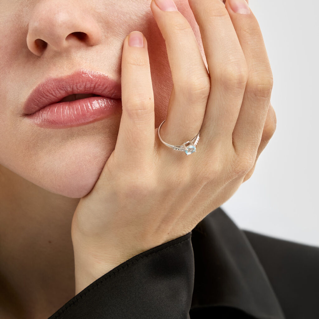 Bague Rio Argent Blanc Oxyde De Zirconium - Bagues de fian&ccedil;ailles ronde Femme | Histoire d&rsquo;Or